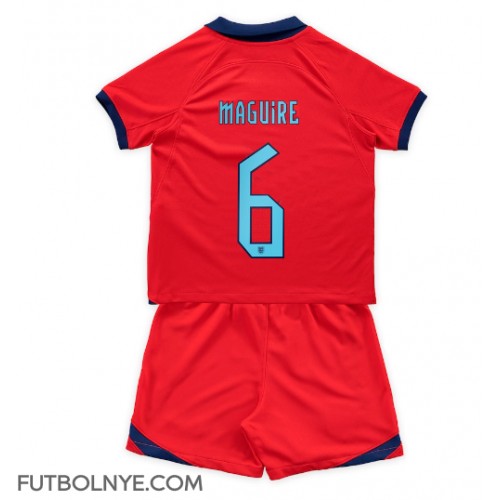 Camiseta Inglaterra Harry Maguire #6 Visitante Equipación para niños Mundial 2022 manga corta (+ pantalones cortos)